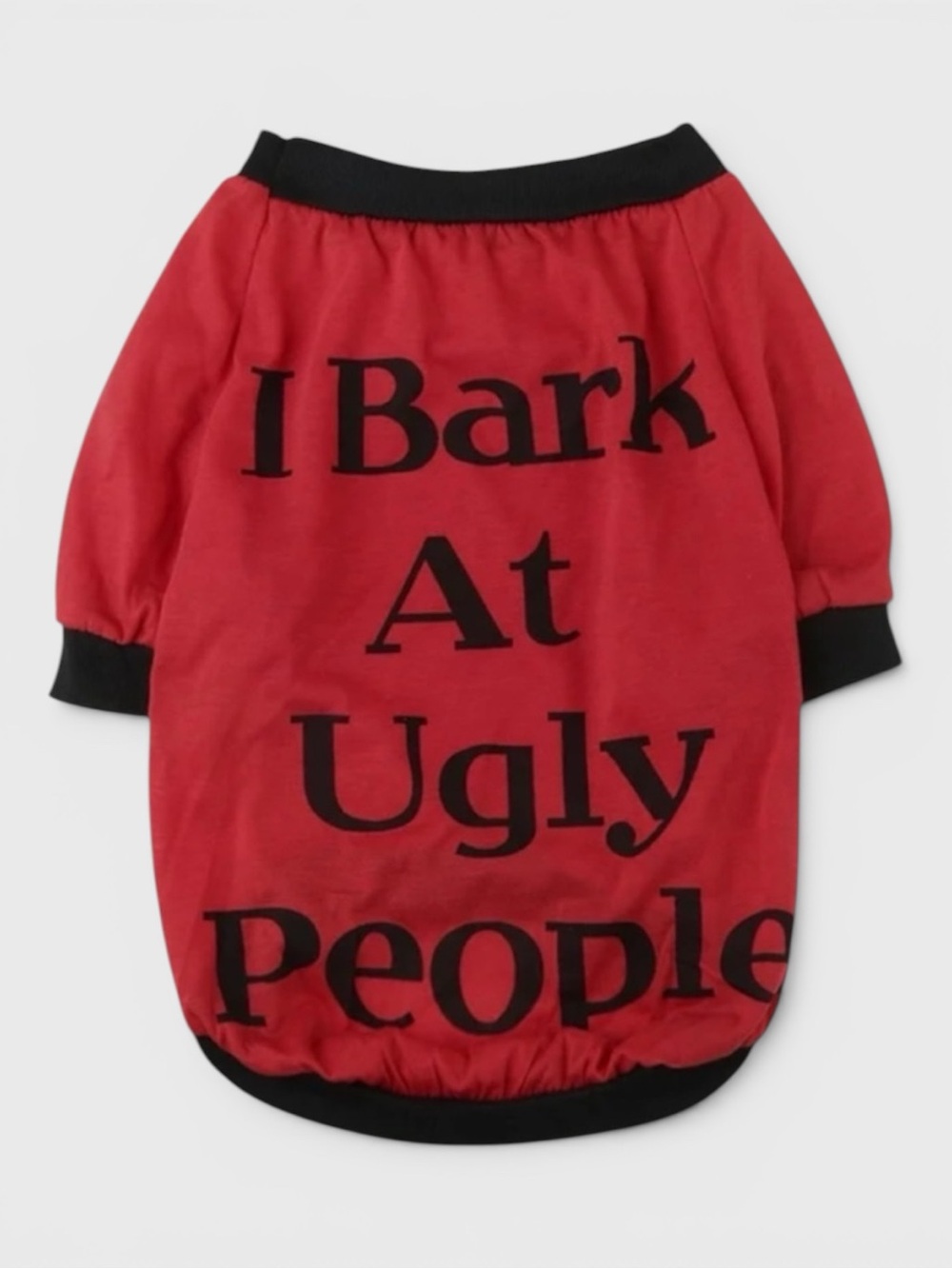 728 10/$50🏄🏻‍♀️ NEW! Red and Black I Bark at Ugly People Dog Shirt Size XS